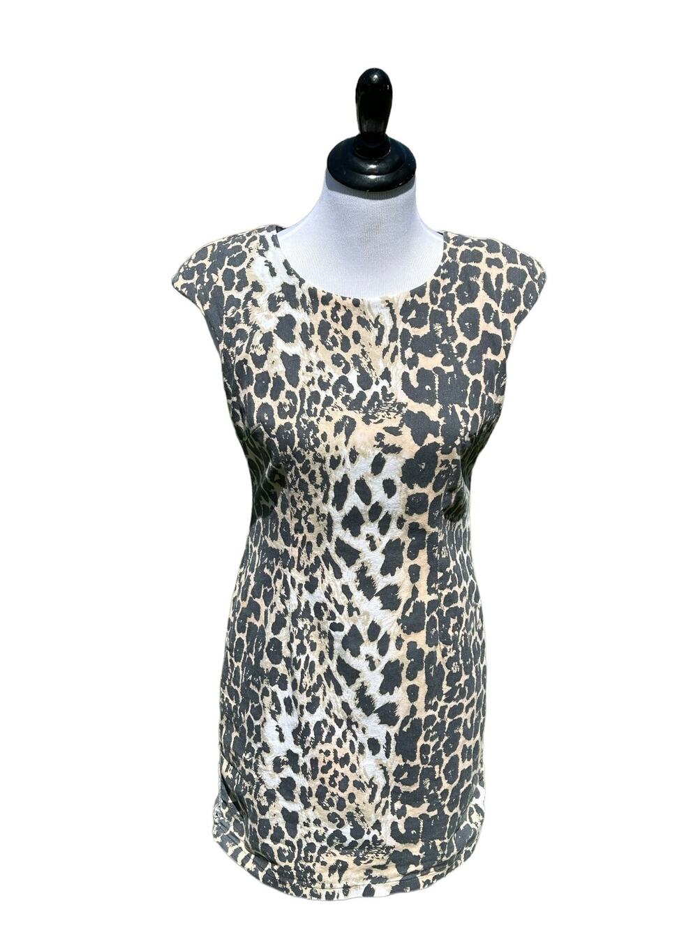 VTG Mika & Gala Dress Women Sz 12 Bodycon y2K Leopard 90s Retro Knee Length